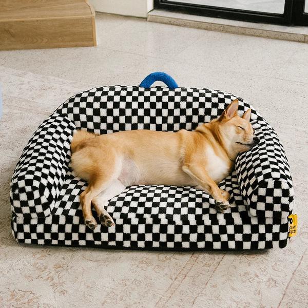 Checkerboard Thick Fluffy Orthopedic Sofa Bed