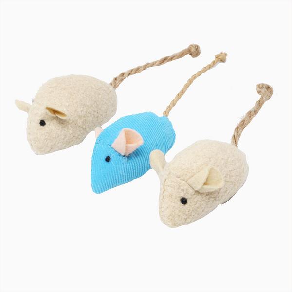 Set of Three Catnip Mice Toys