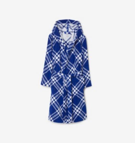 Check Cotton Hooded Bathrobe