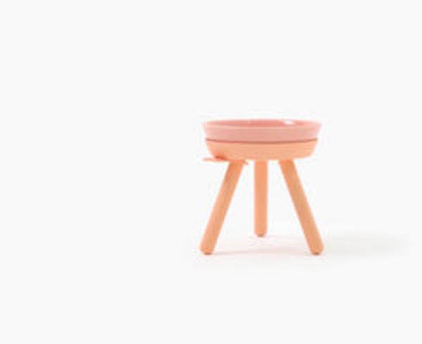 Elevated Pet Feeder Table with Ceramic Bowl