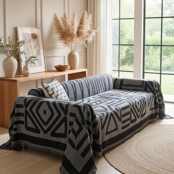 Couch Cover Boho Dark Gray