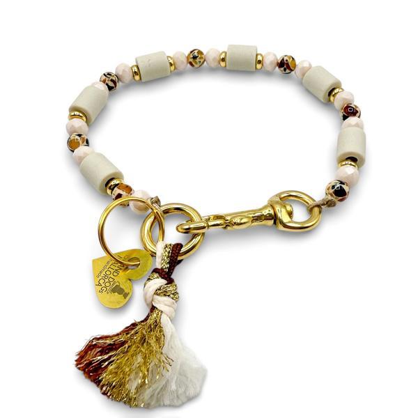 Anti Parasite Collar With Glass Beads And 18 Karat Gold-Plated Brass