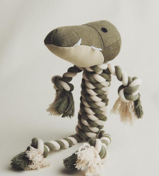 Crocodile Shaped Pet Toy With Braided Rope