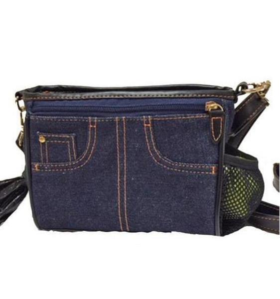 Training Bag with Upcycled Denim and Vegan Leather Trim