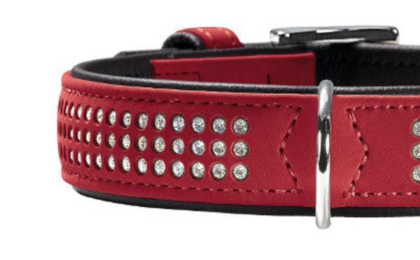 Triluxe Faux Leather Collar with Nubuck Appearance and Decorative Trimmings