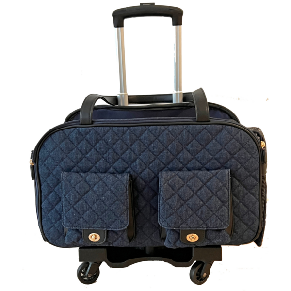 Denim Pet Carrier with Folding Trolley
