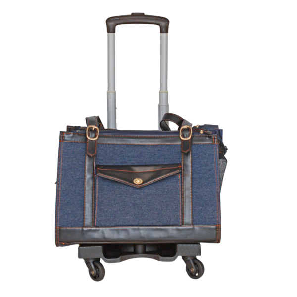 Pet Carrier with Upcycled Denim and Four-Wheel Dolly