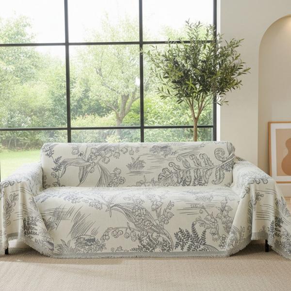 Couch Cover Lily Of The Valley Grey