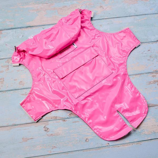 Hooded Lined Raincoat with Drawstring and Pocket
