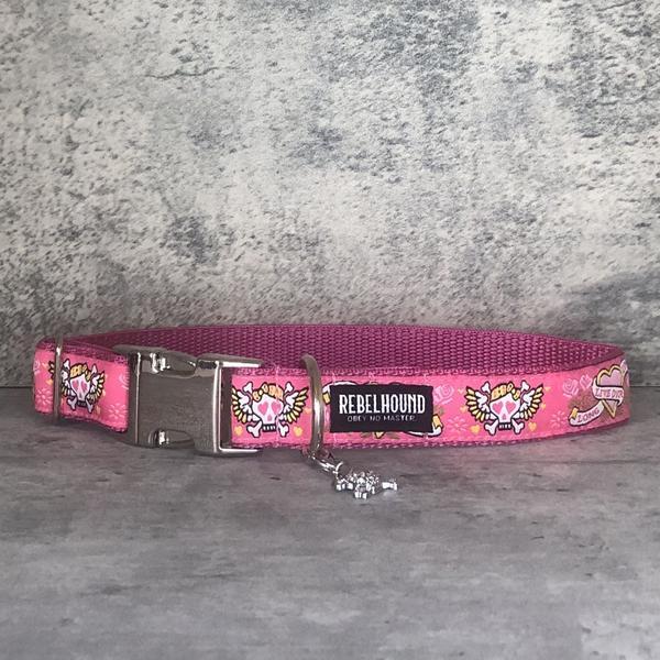 Pink Skulls And Hearts Collar