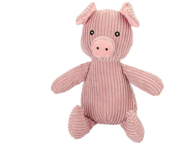 Corduroy Pig Toy with Squeaker and Crinkle Ears