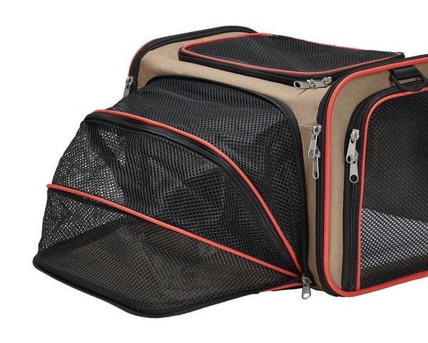 Pet Carrier Bag with Mesh Inserts and Adjustable Straps