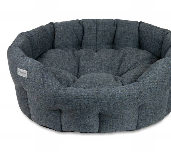 Round Banbury Fabric Bed Night Blue