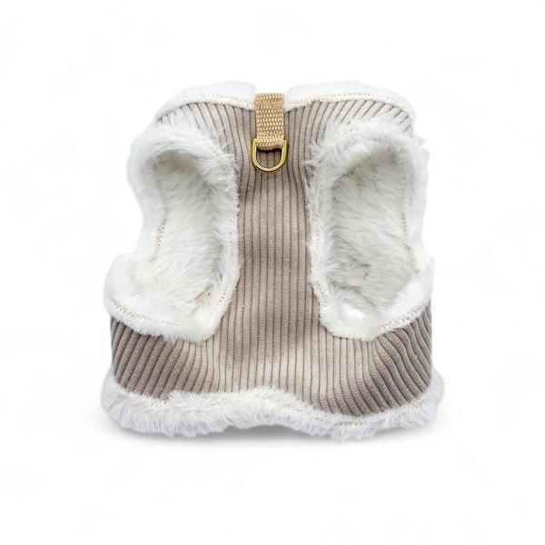 Soft Cord Harness Sand With White Faux Fur