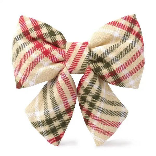 Eggnog Plaid Flannel Bow