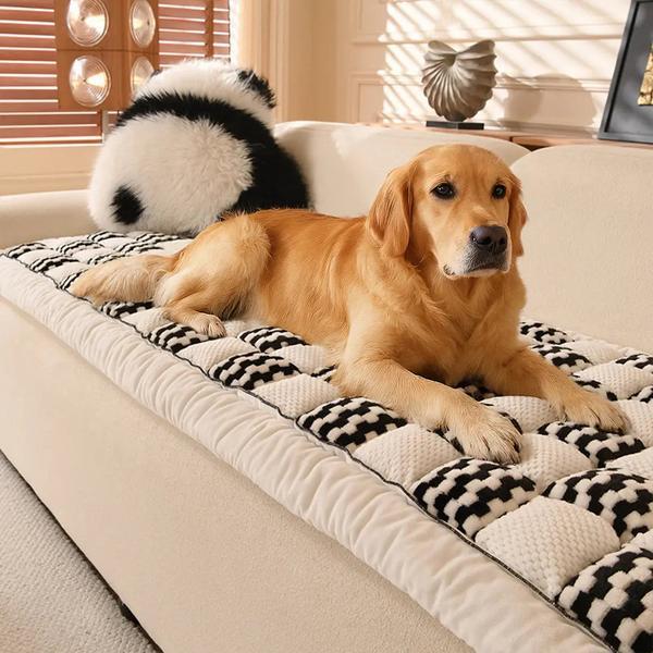 Handmade Plush Checkerboard Pet Mat Couch Cover
