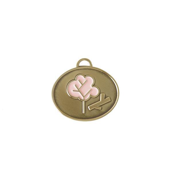 Oval Brass Dog Tag with Embossed Tree Motif
