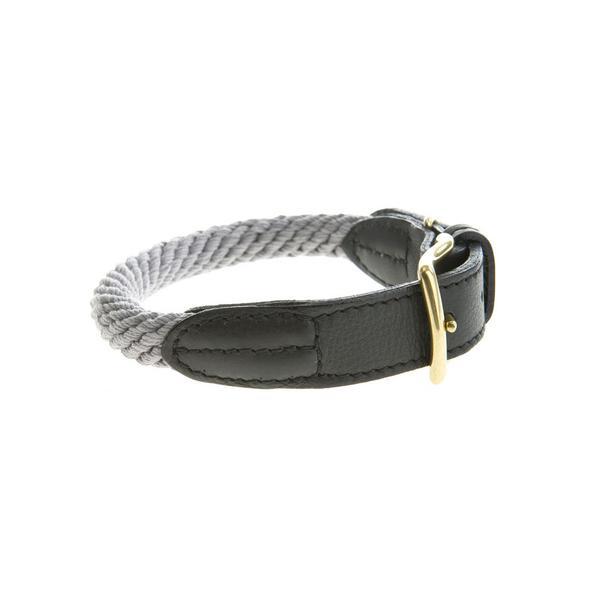 Rope Collar with Leather Trim and Solid Brass Hardware
