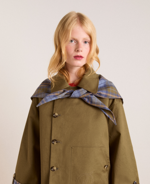 Reversible Crop Trench Coat Olive
