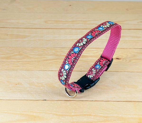 Mirrored Fabric Collar with Metal Release Buckle