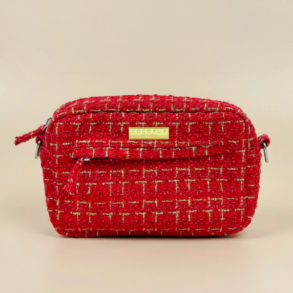 Walking Bag Red Textured Tweed