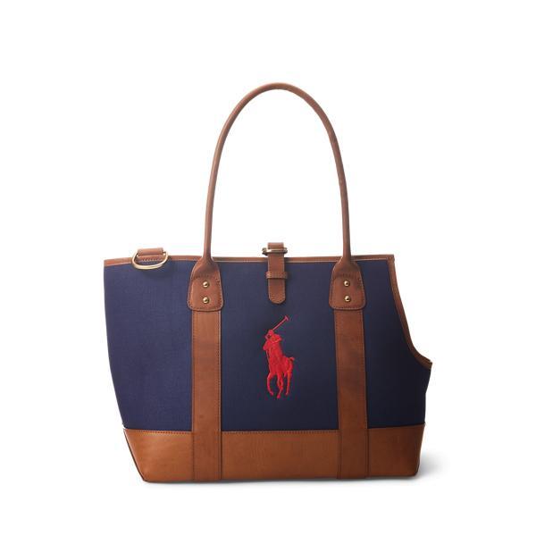 Leather Trimmed Canvas Tote Bag