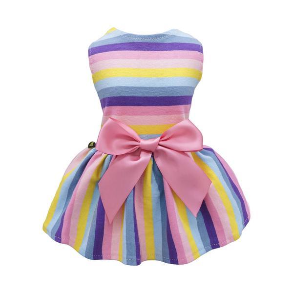 Striped Ribbon Bow Dress with Pullover Design