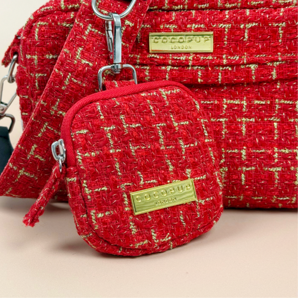 Treat Pouch Red Textured Tweed