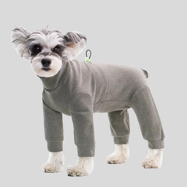 Warm Soft Fleece High-Neck Four-Legged Jumpsuit With Adjustable Waist