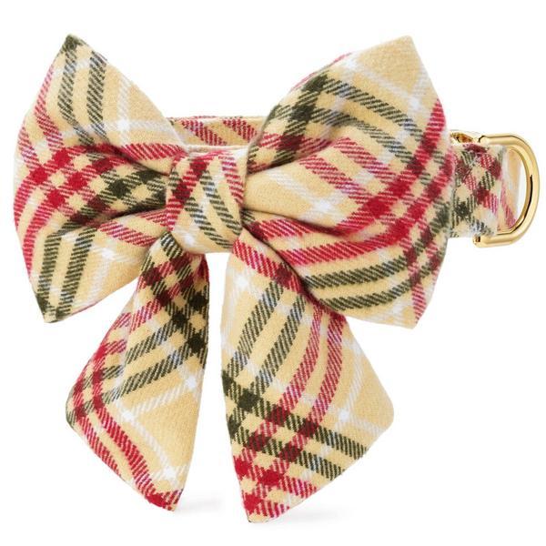 Eggnog Plaid Flannel Bow Collar