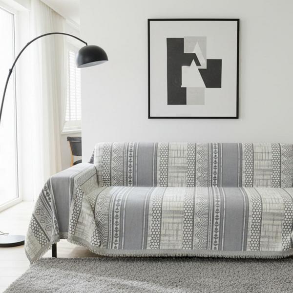 Couch Cover Modern Mosaic Gray