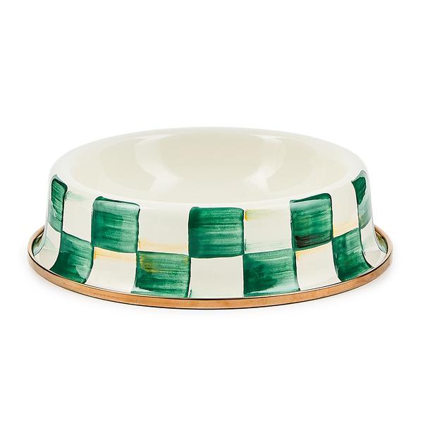 Emerald Check Pet Dish