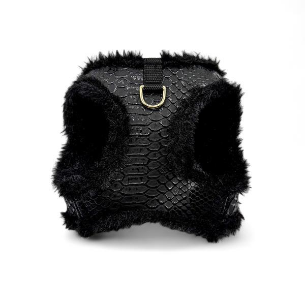Soft Harness Kroko Black With Fur