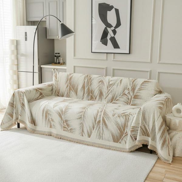Pet Furniture Couch Cover Leaves Beige