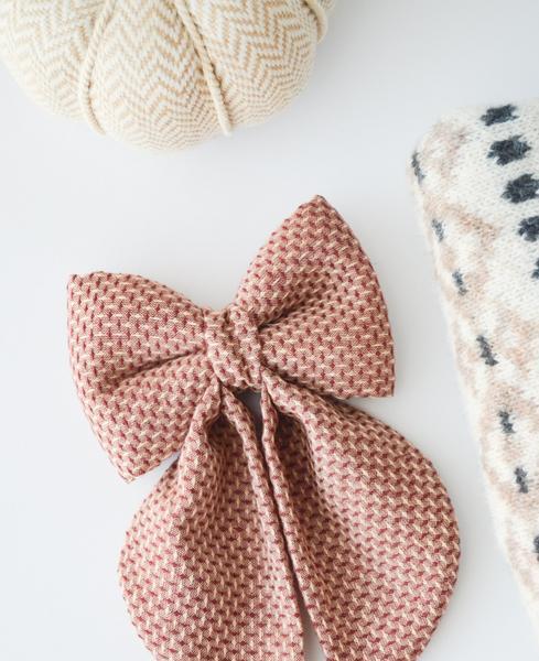 Red And Beige Woven Sailor Bow And Bow Tie